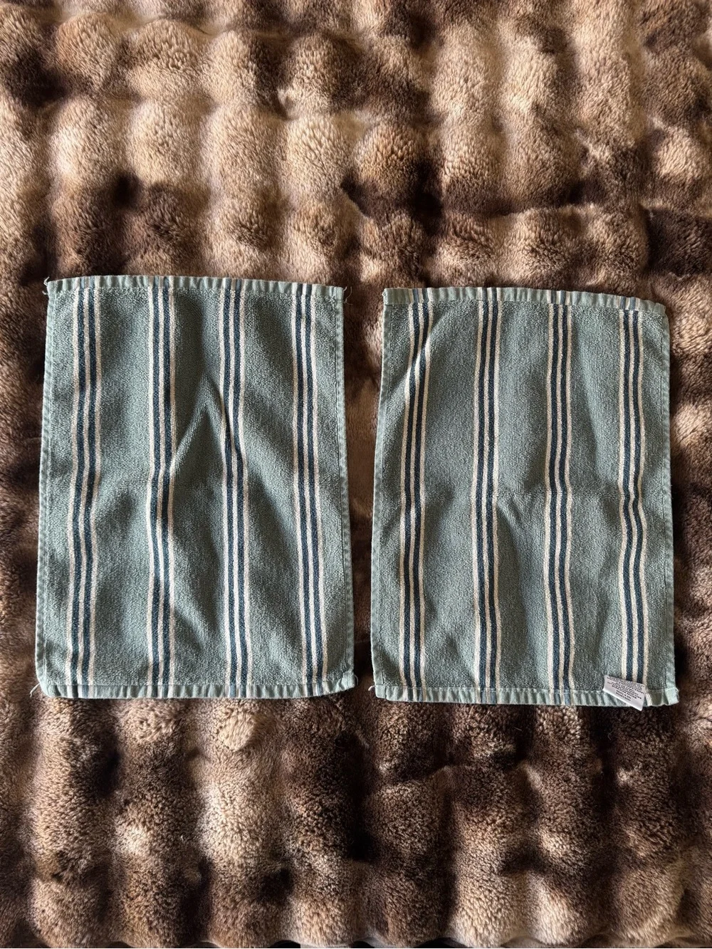 Striped Blue Cotton Hand Towels - Pack of 2